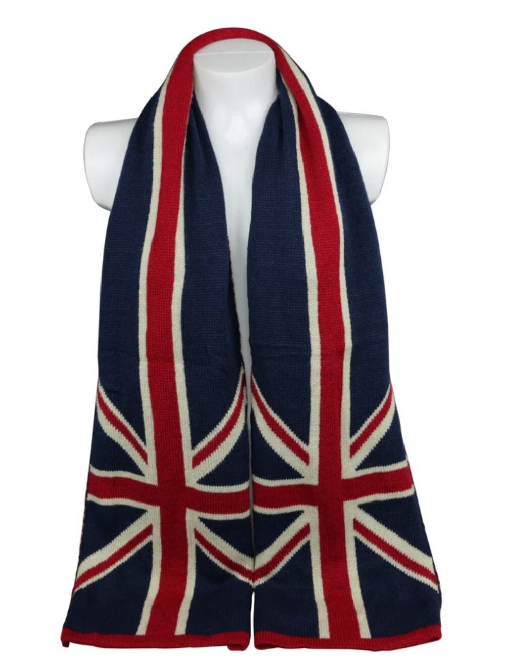 Navy Blue Union Jack Stripe Knit Scarf